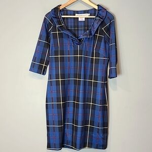 Gretchen Scott Designs Blue Plaid Midi Dress